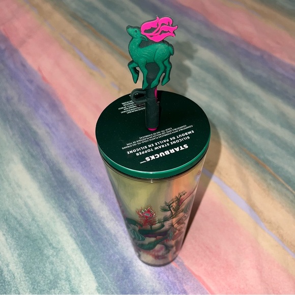 Starbucks 2024 Holiday Cold Cup Venti Tumbler with Reindeer Straw Topper - Picture 3 of 3